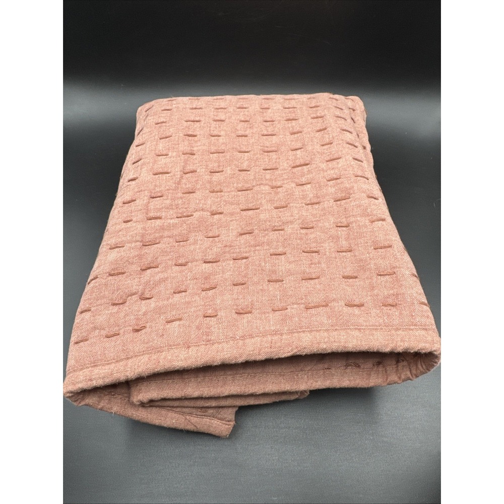 Pottery Barn Pillow Sham STANDARD Pickstitch Cotton Quilted Brick Rust for Fall